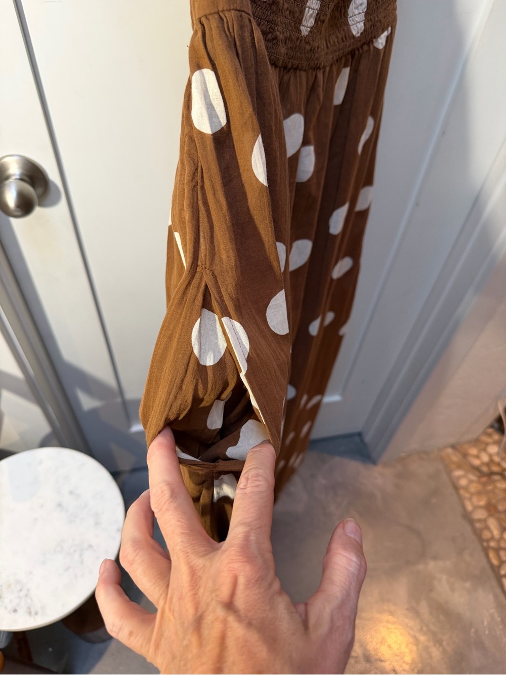 Free People Brown Polka Dot Maxi Dress 100% Cotton XL - Picture 7 of 11